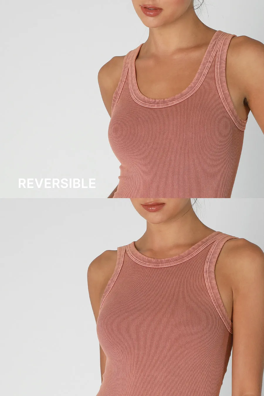 The Caitlan Vintage Wash Reversible Ribbed Tank