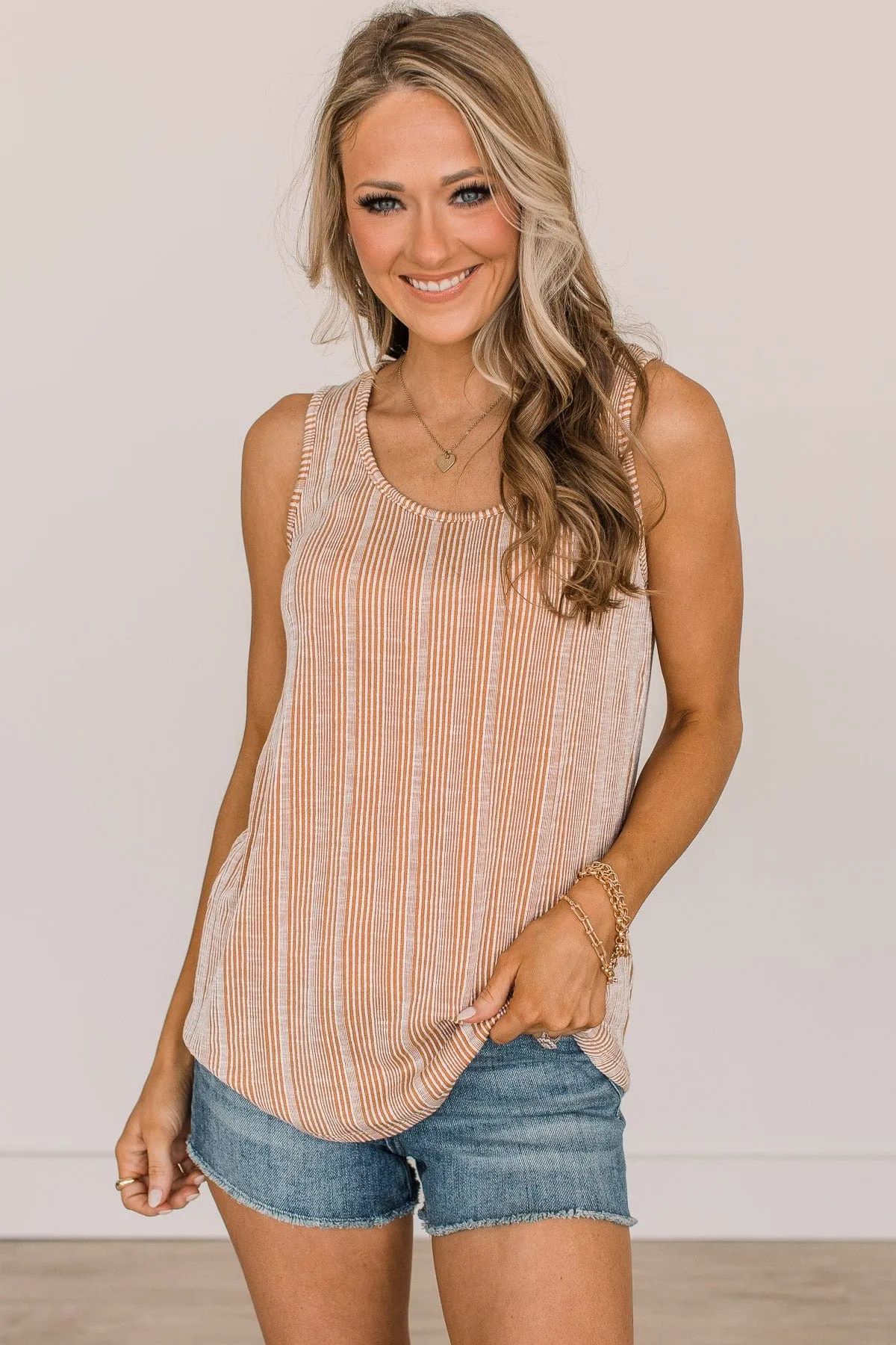 To My Delight Ribbed Knit Tank Top- Camel