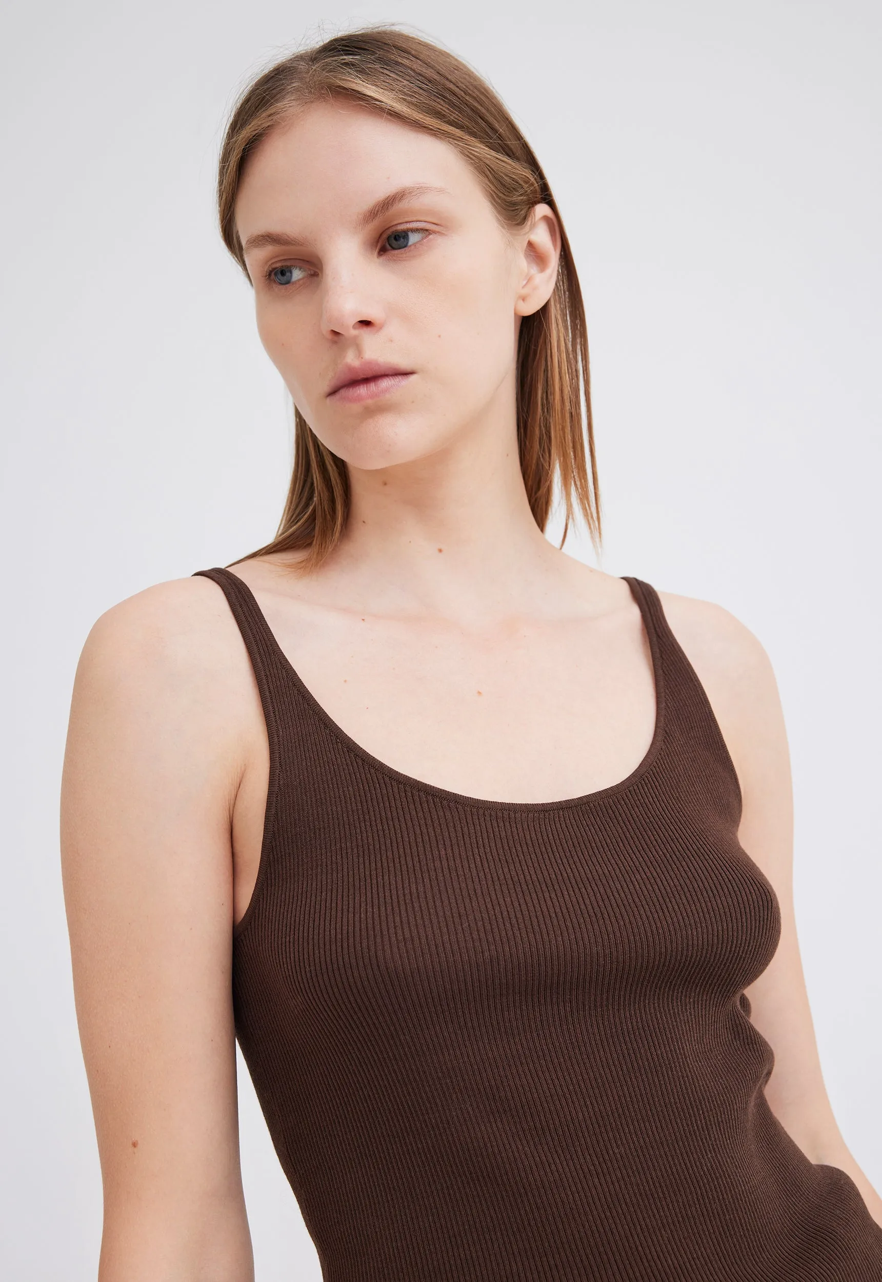 Toba Ribbed Cotton Tank - Dark Bronzer