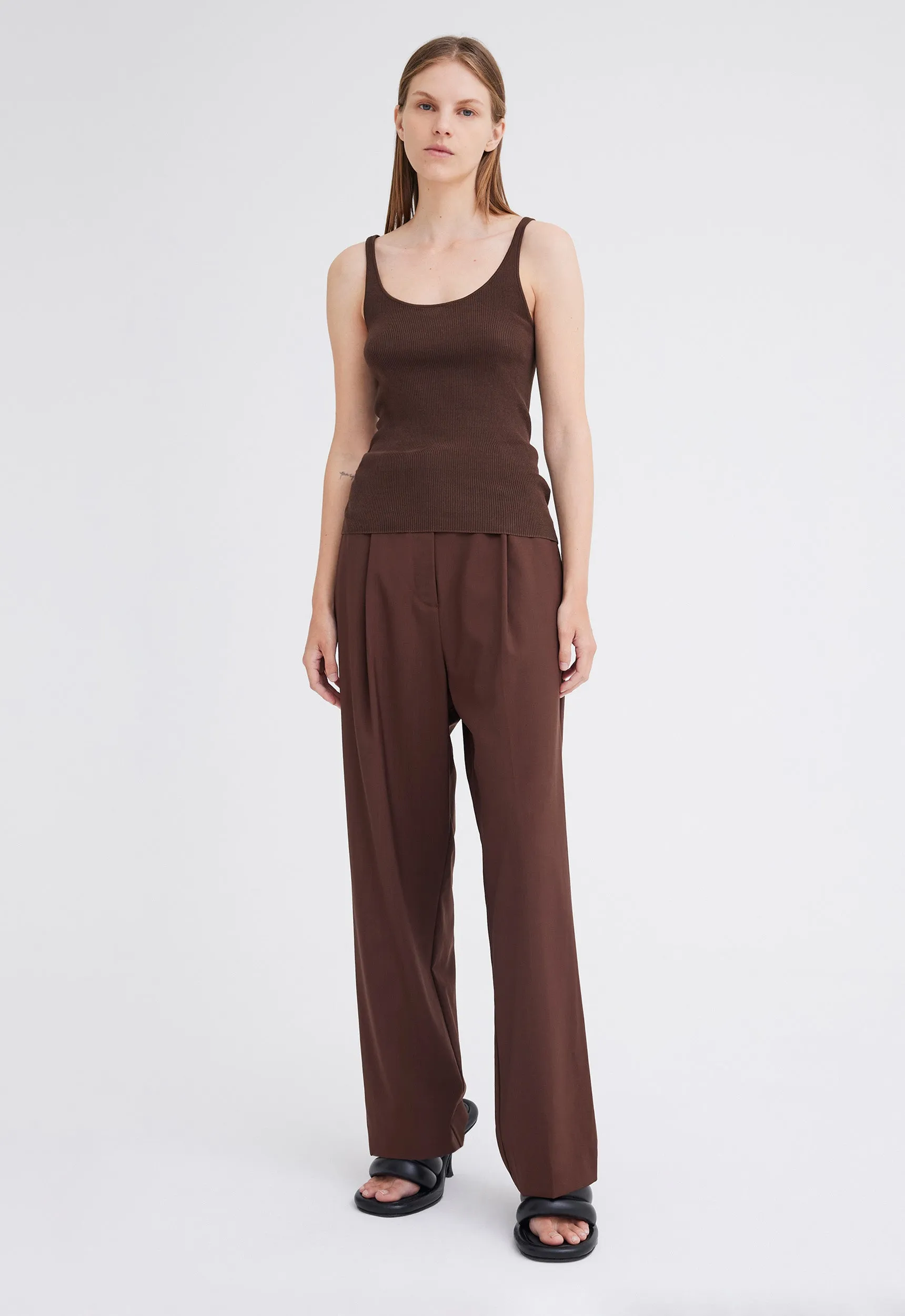 Toba Ribbed Cotton Tank - Dark Bronzer