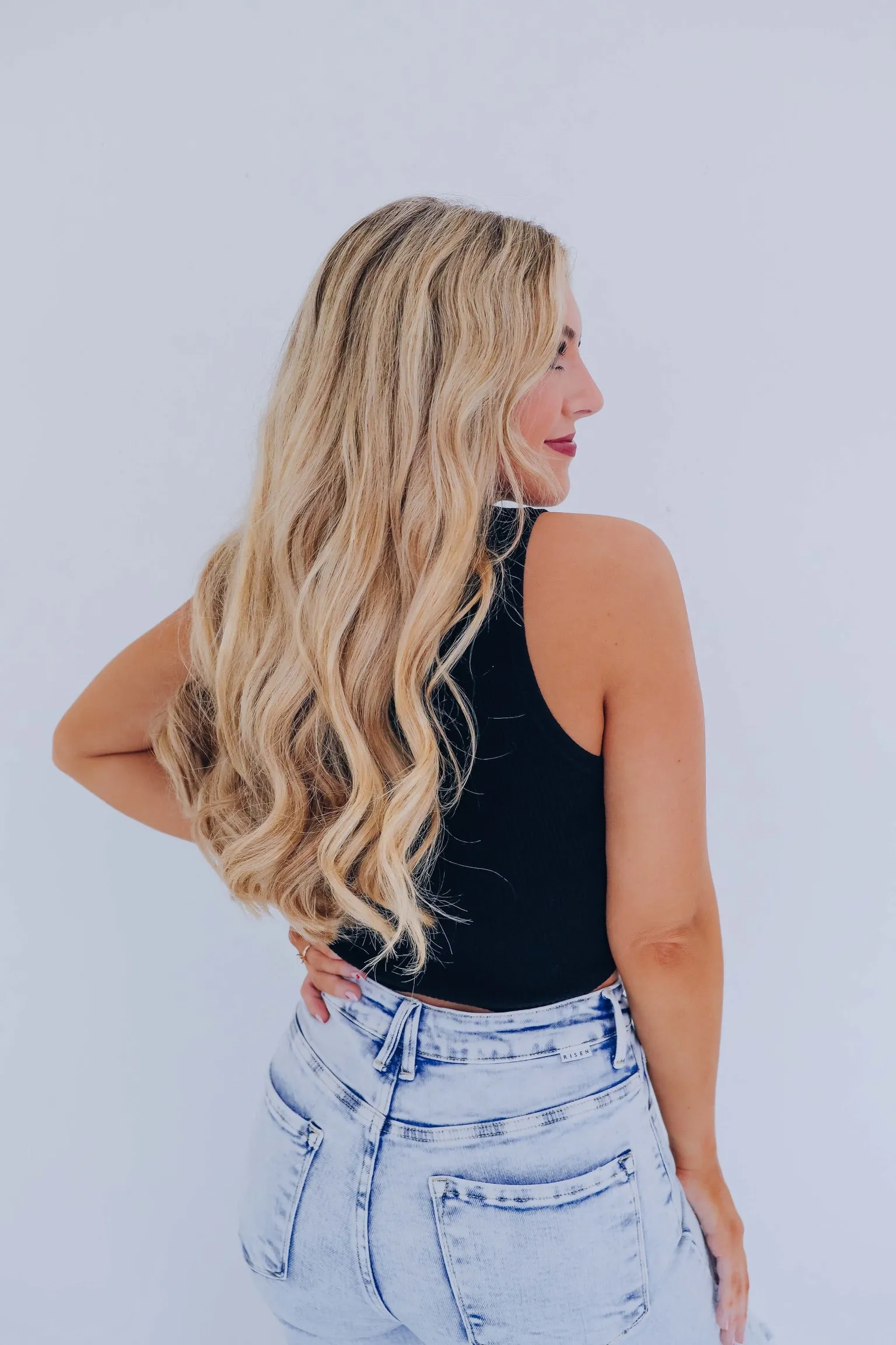 Trendy Button Front Cropped Tank - Black