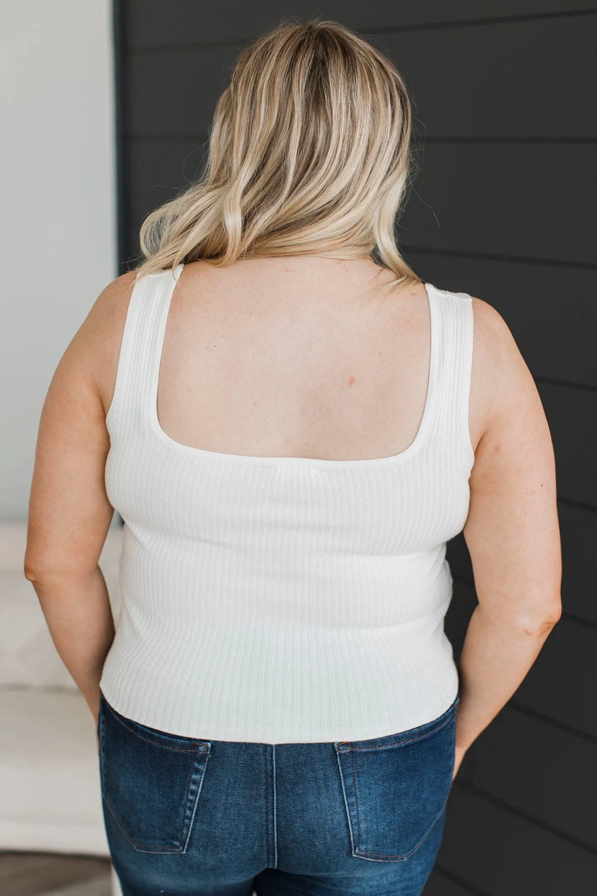 Trust Myself Square Neck Tank Top- Off-White