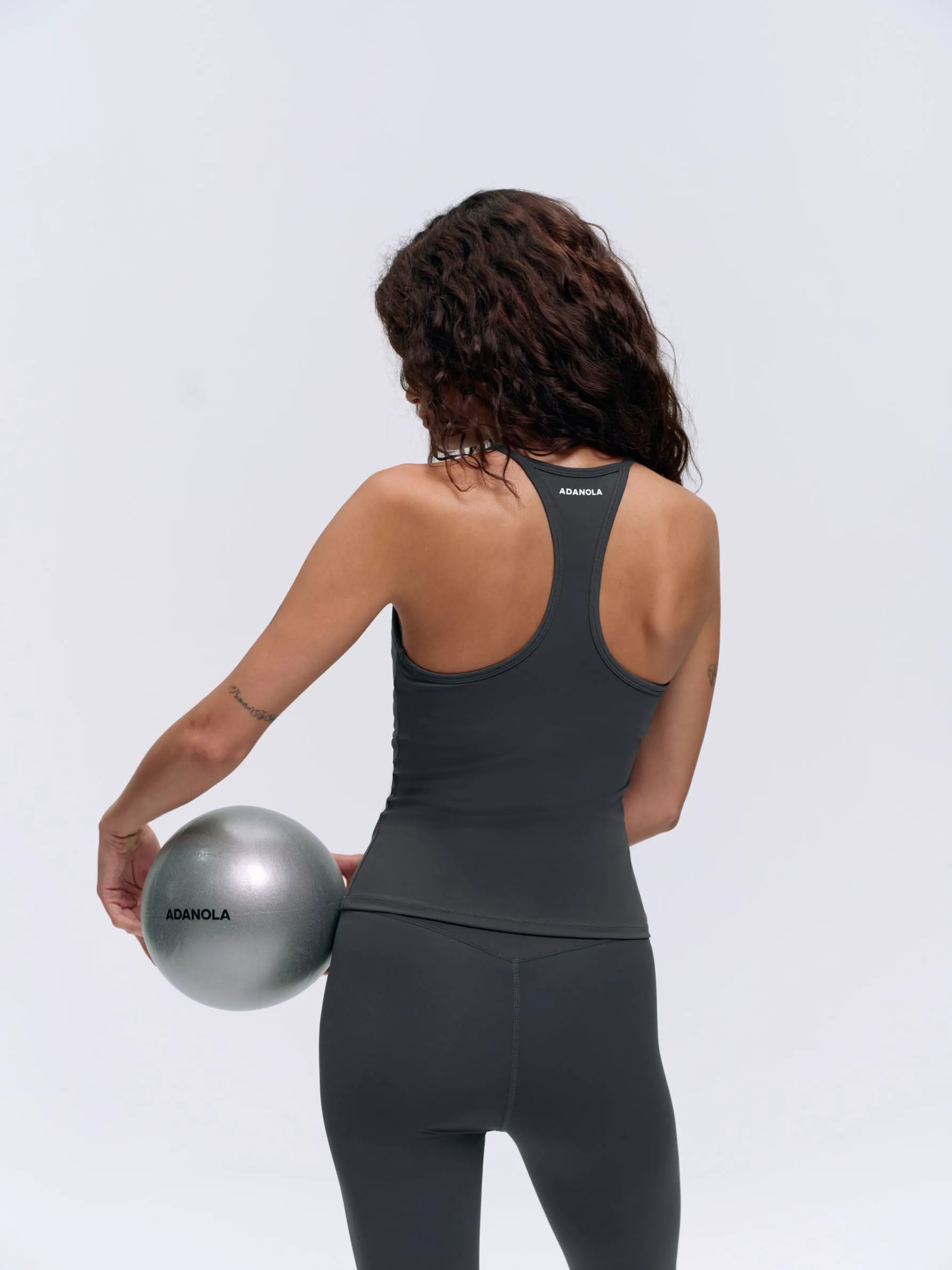 Ultimate Ruched Front Racer Tank - Graphite Grey