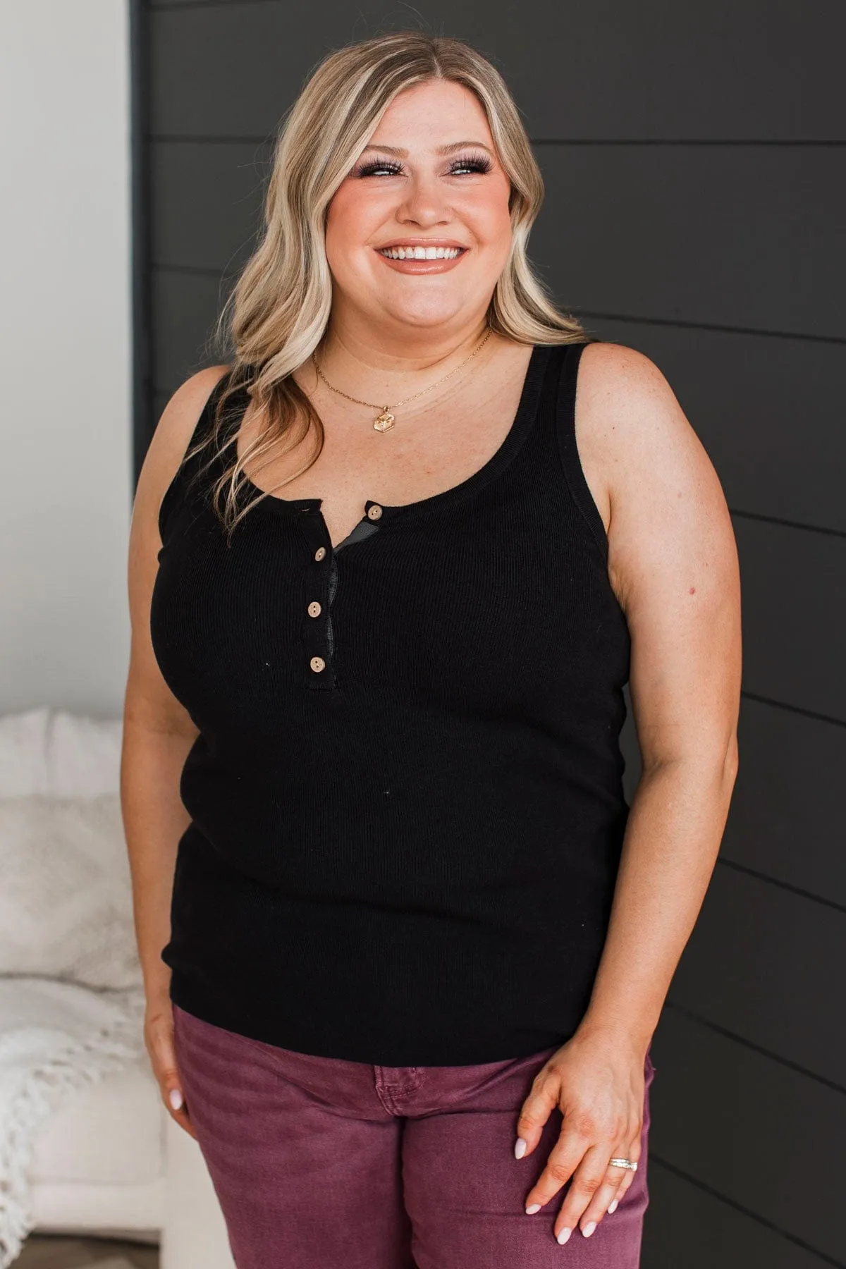 Undeniably Perfect Ribbed Tank Top- Black