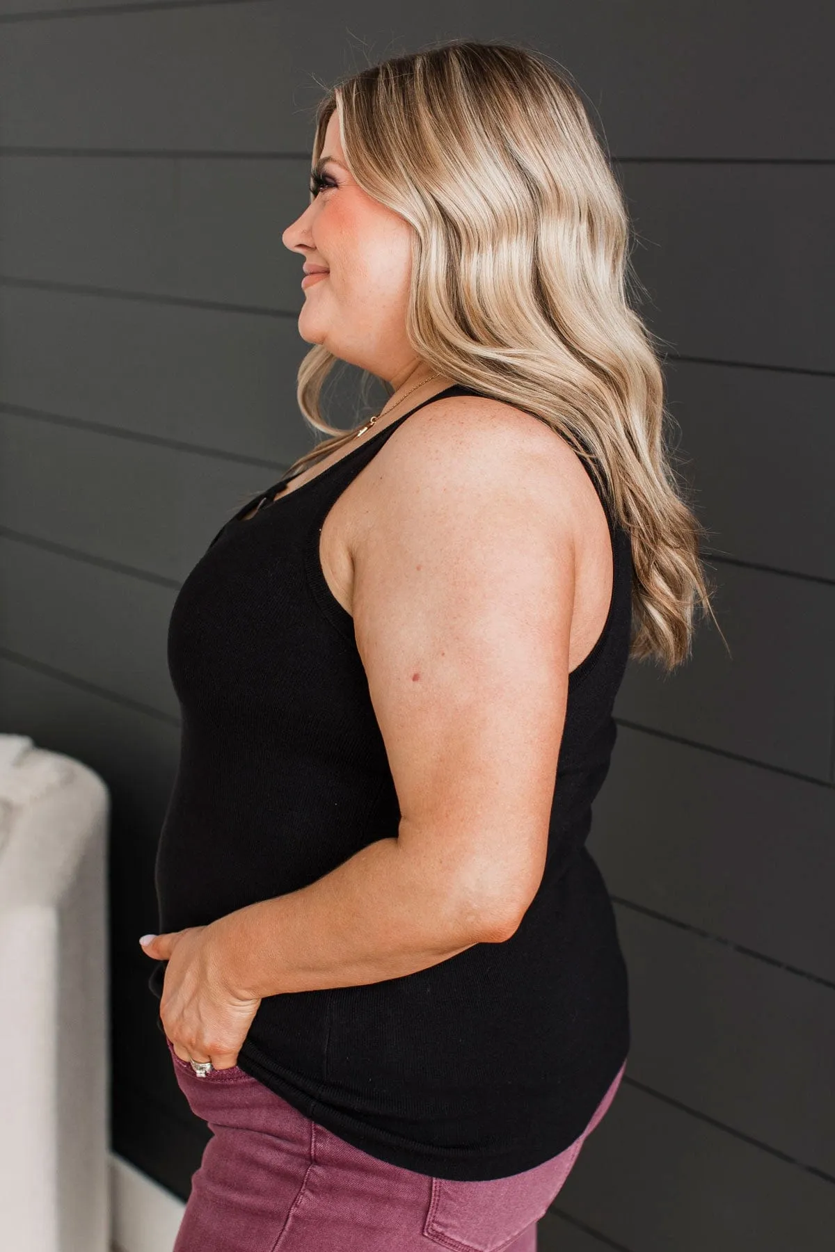 Undeniably Perfect Ribbed Tank Top- Black