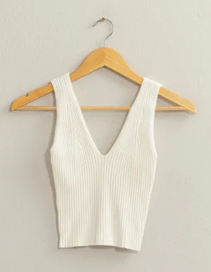 V Neck Ribbed Top