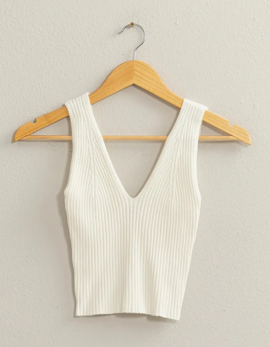 V Neck Ribbed Top