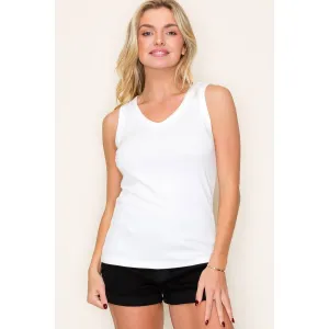 V NECK TANK TOP: IVORY