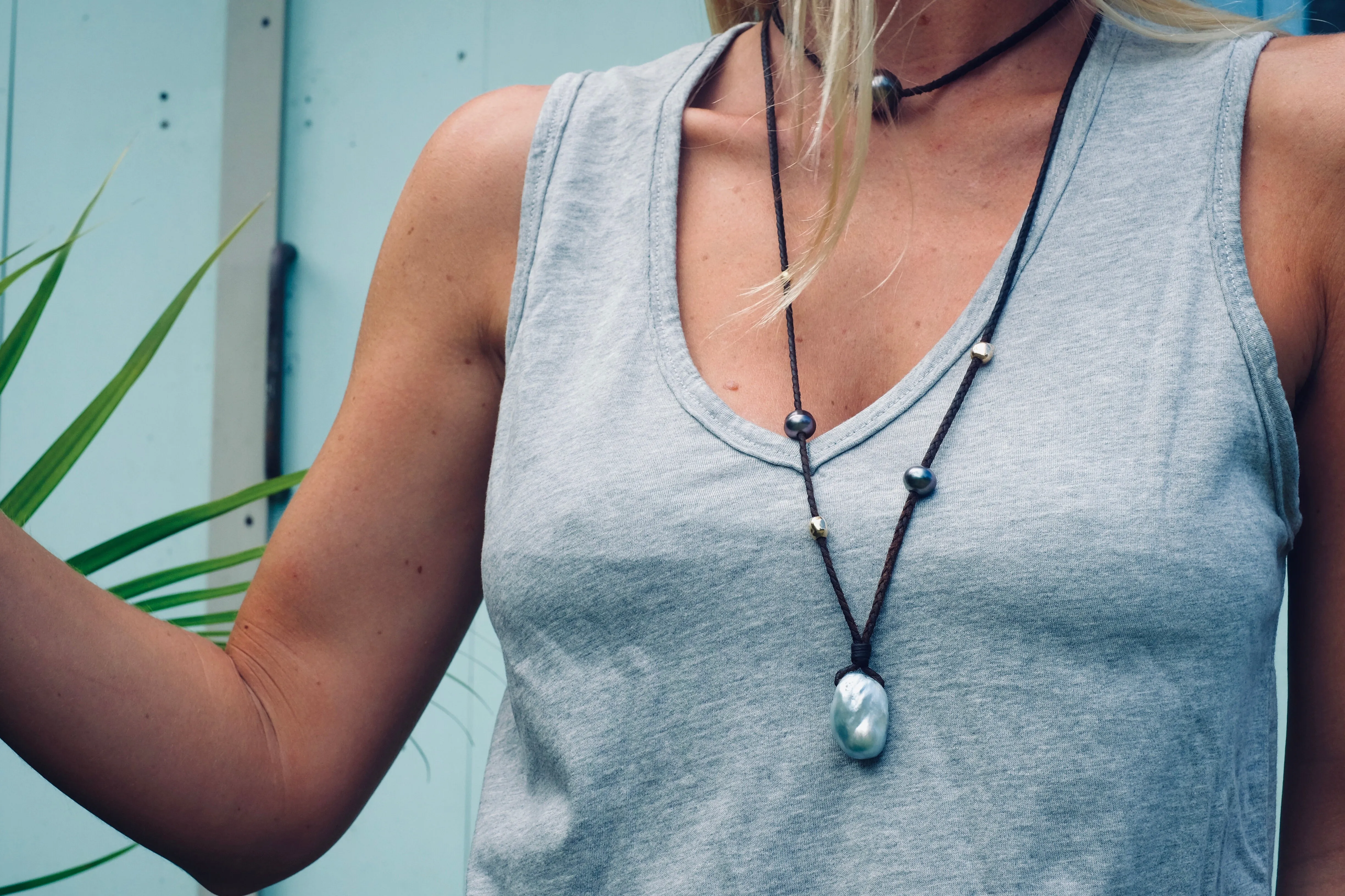 V Neck Tank with Double Back Seam - Heather Grey