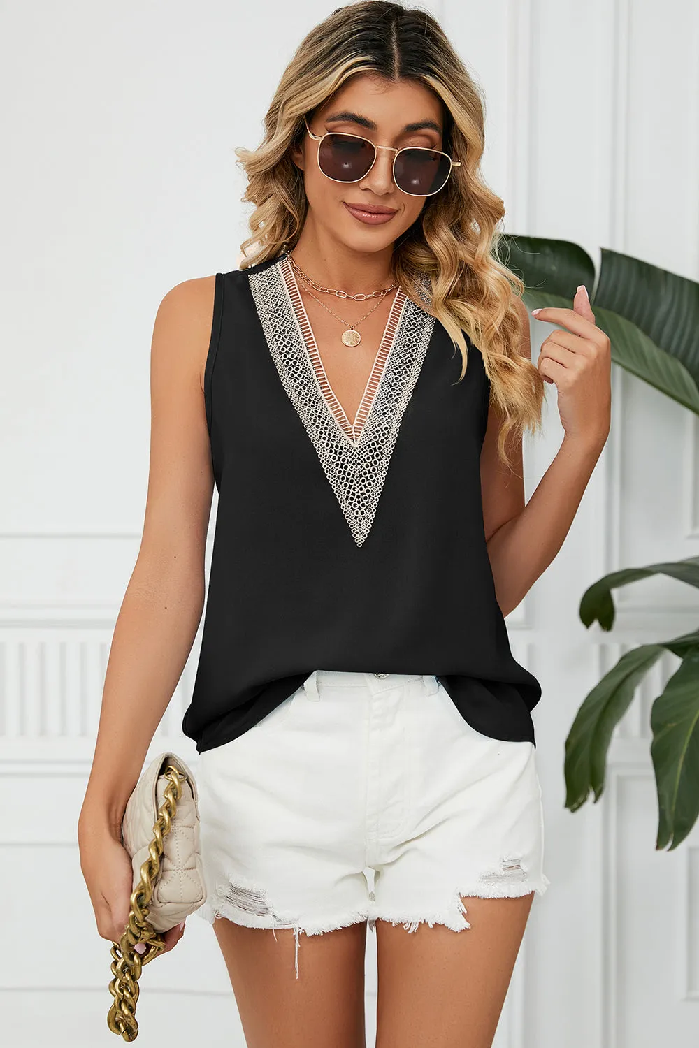 V-Neck Wide Strap Tank