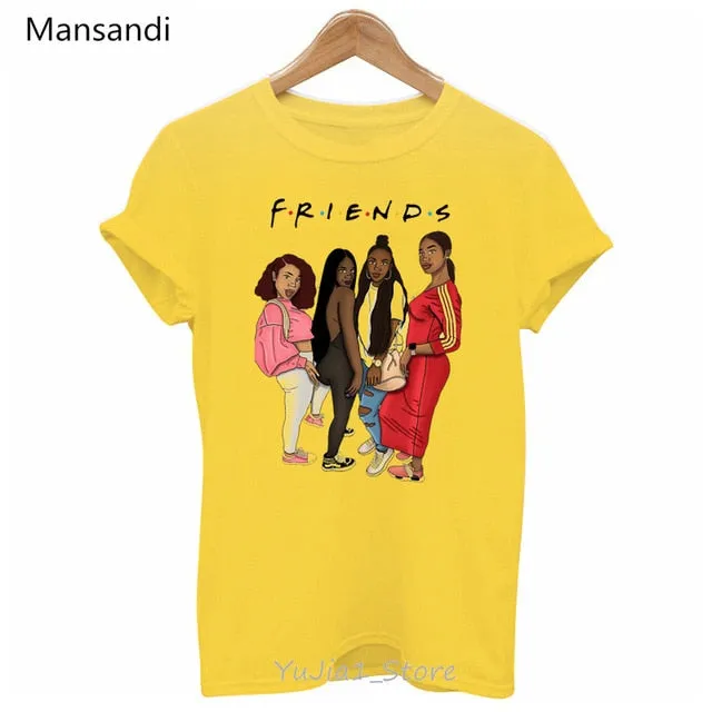 Vogue FRIENDS Tshirt femme Letter print graphic tees women melanin black girl Friends TV Show t-shirt Christmas cute pink tshirt