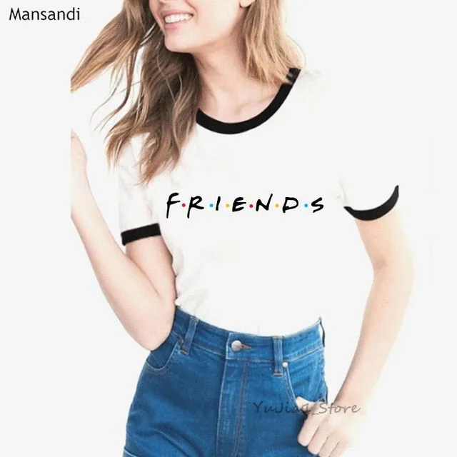 Vogue FRIENDS Tshirt femme Letter print graphic tees women melanin black girl Friends TV Show t-shirt Christmas cute pink tshirt