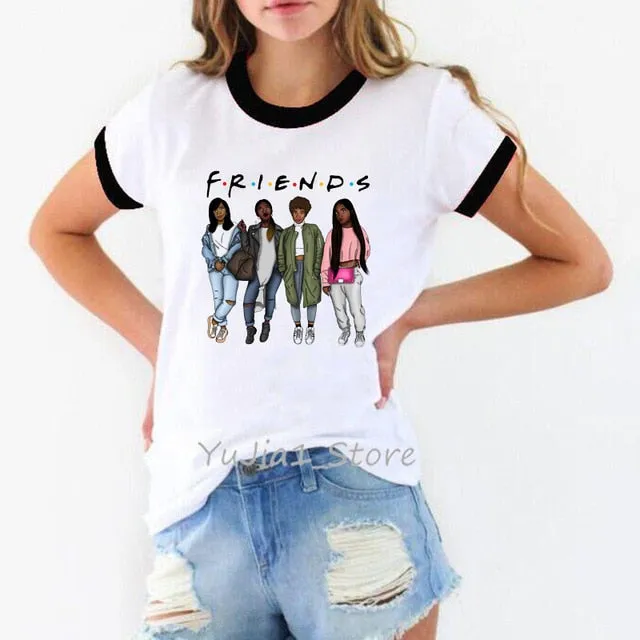 Vogue FRIENDS Tshirt femme Letter print graphic tees women melanin black girl Friends TV Show t-shirt Christmas cute pink tshirt