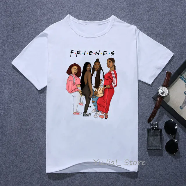 Vogue FRIENDS Tshirt femme Letter print graphic tees women melanin black girl Friends TV Show t-shirt Christmas cute pink tshirt