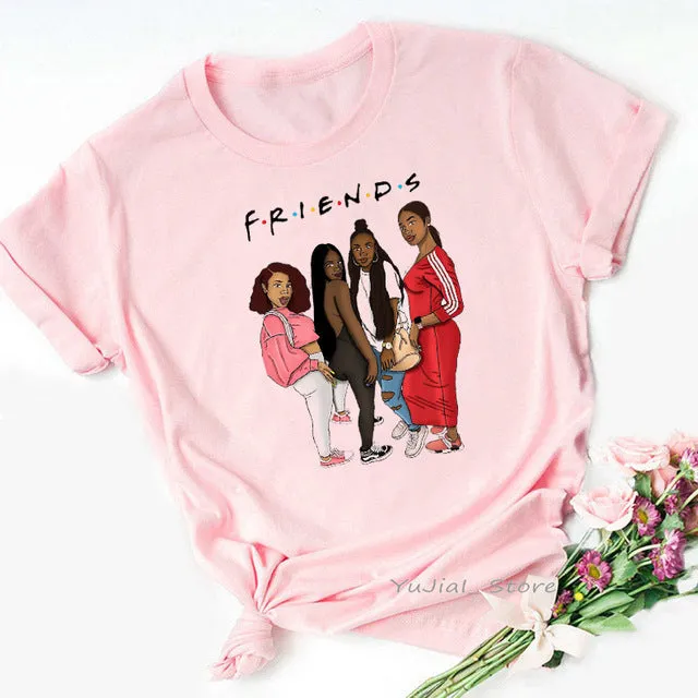 Vogue FRIENDS Tshirt femme Letter print graphic tees women melanin black girl Friends TV Show t-shirt Christmas cute pink tshirt