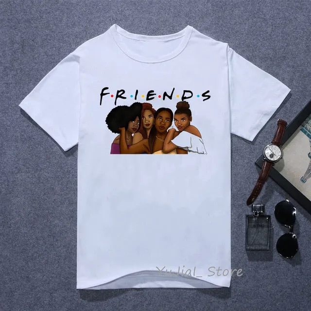 Vogue FRIENDS Tshirt femme Letter print graphic tees women melanin black girl Friends TV Show t-shirt Christmas cute pink tshirt