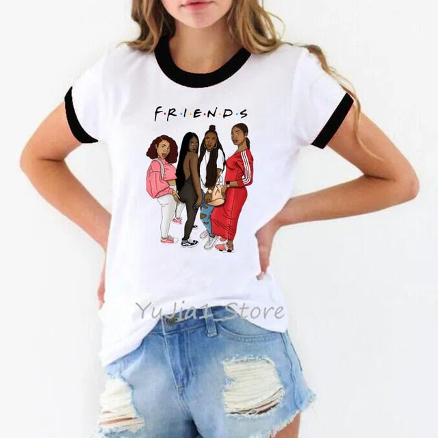 Vogue FRIENDS Tshirt femme Letter print graphic tees women melanin black girl Friends TV Show t-shirt Christmas cute pink tshirt