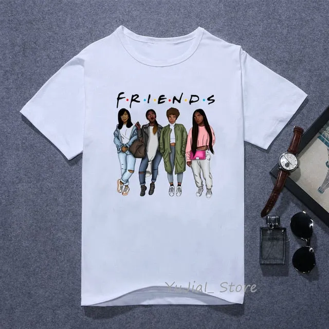Vogue FRIENDS Tshirt femme Letter print graphic tees women melanin black girl Friends TV Show t-shirt Christmas cute pink tshirt