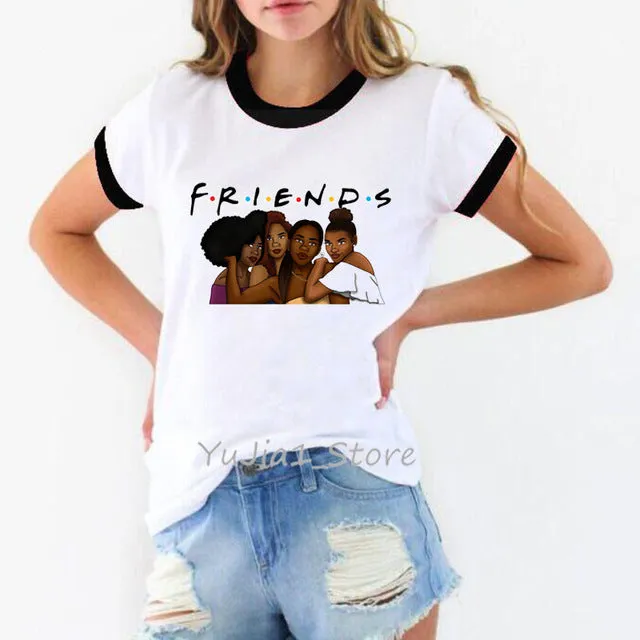 Vogue FRIENDS Tshirt femme Letter print graphic tees women melanin black girl Friends TV Show t-shirt Christmas cute pink tshirt