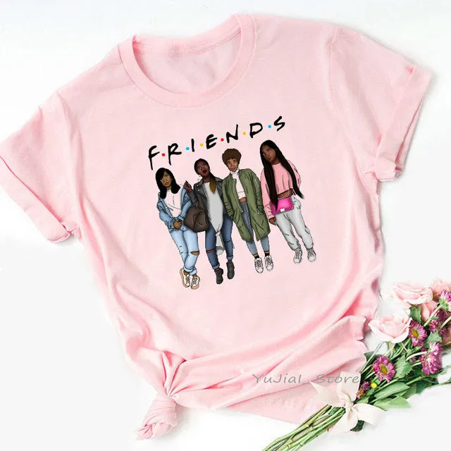 Vogue FRIENDS Tshirt femme Letter print graphic tees women melanin black girl Friends TV Show t-shirt Christmas cute pink tshirt