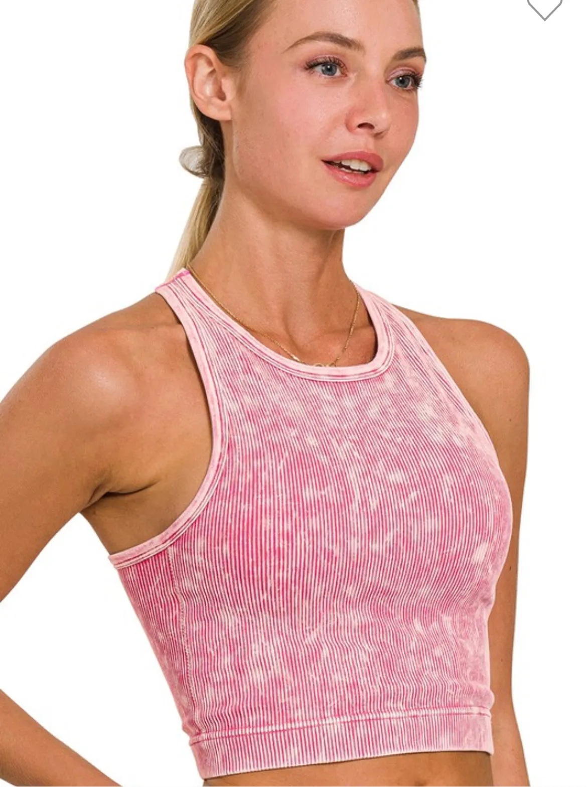 Washed Ribbed Seamless Crop Tank Top