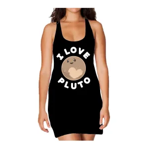 Weird Science I Love Pluto Official Women's Long Tank Dress (Black)