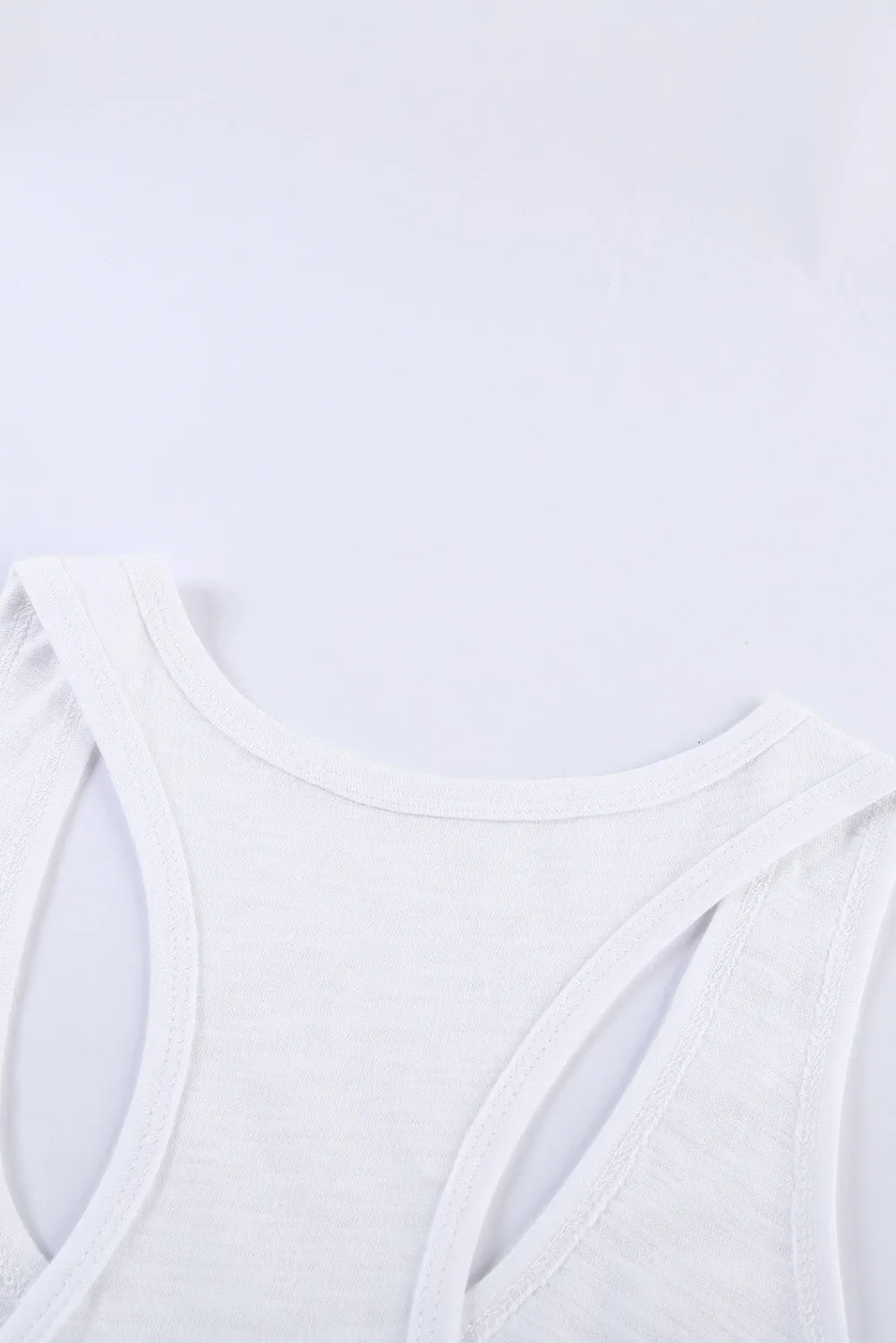 White Scoop Neck Basic Solid Tank Top