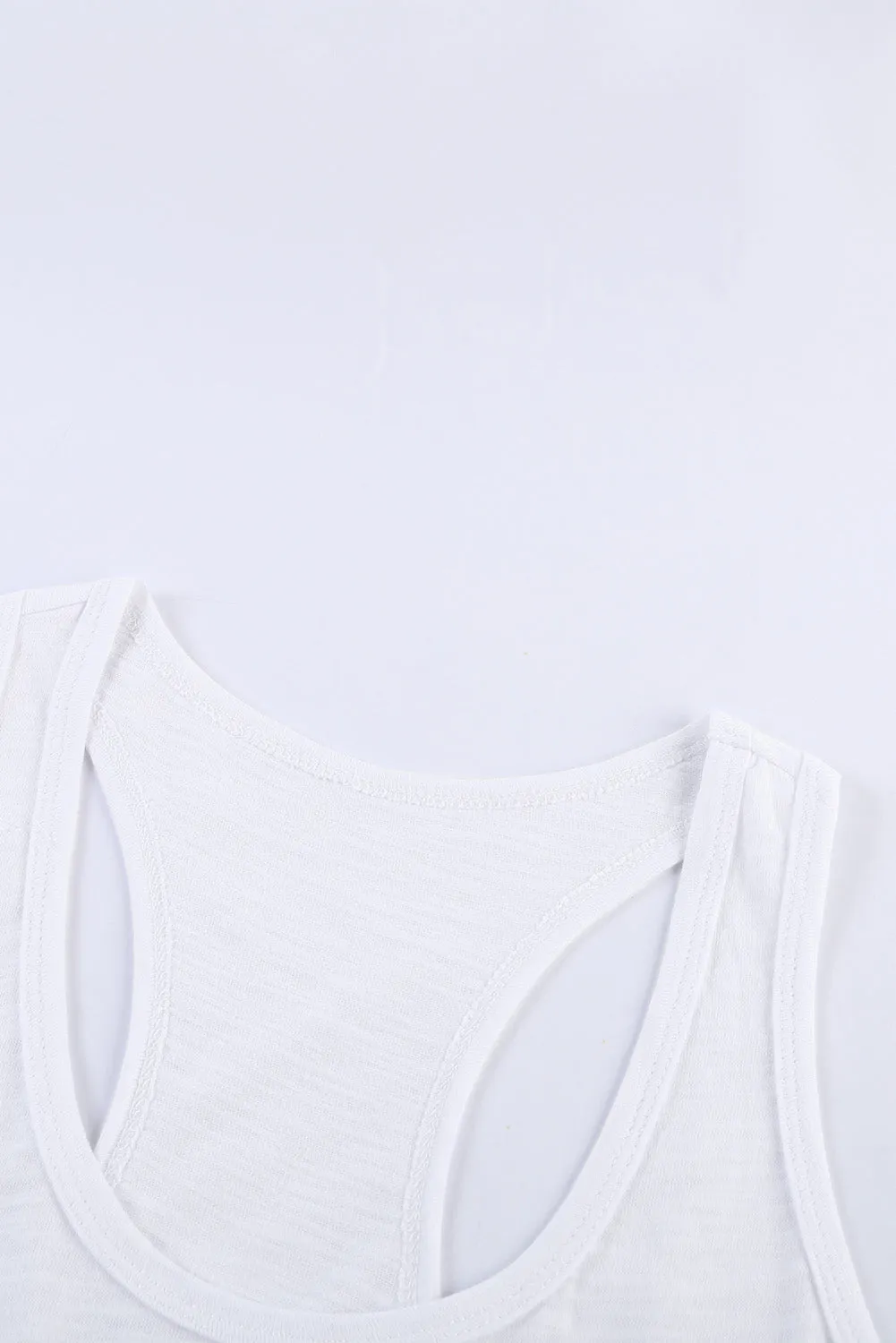White Scoop Neck Basic Solid Tank Top