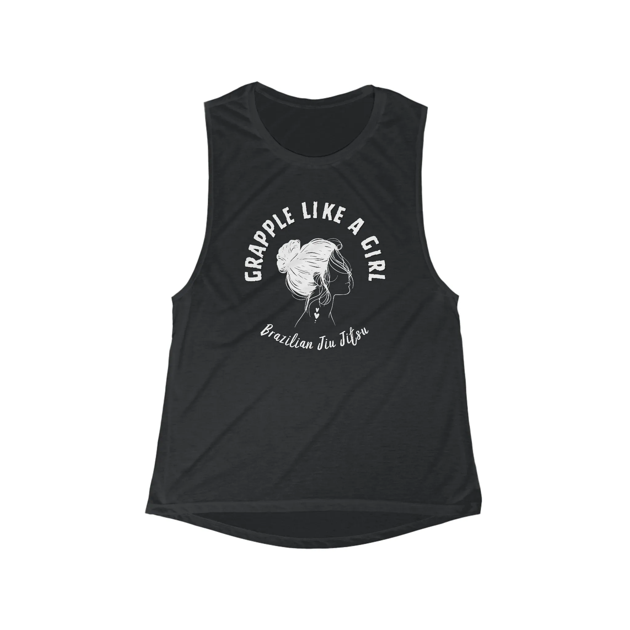 Women's Grapple like a Girl Flowy Scoop Muscle Tank - Girl Logo