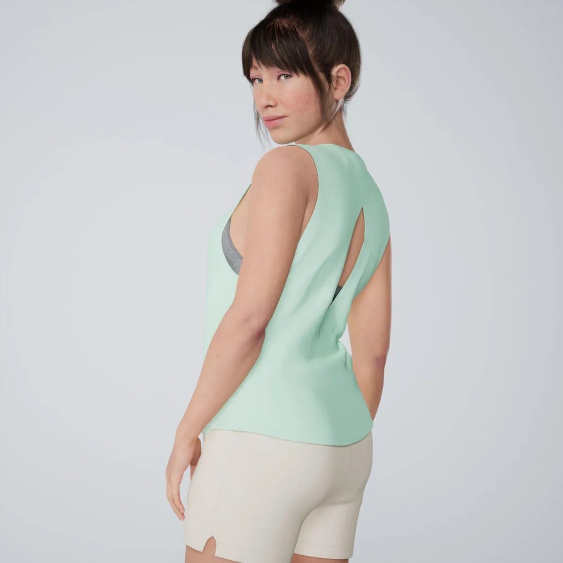 Women's Loose-Fit Fitness Tank Top 500 - Green