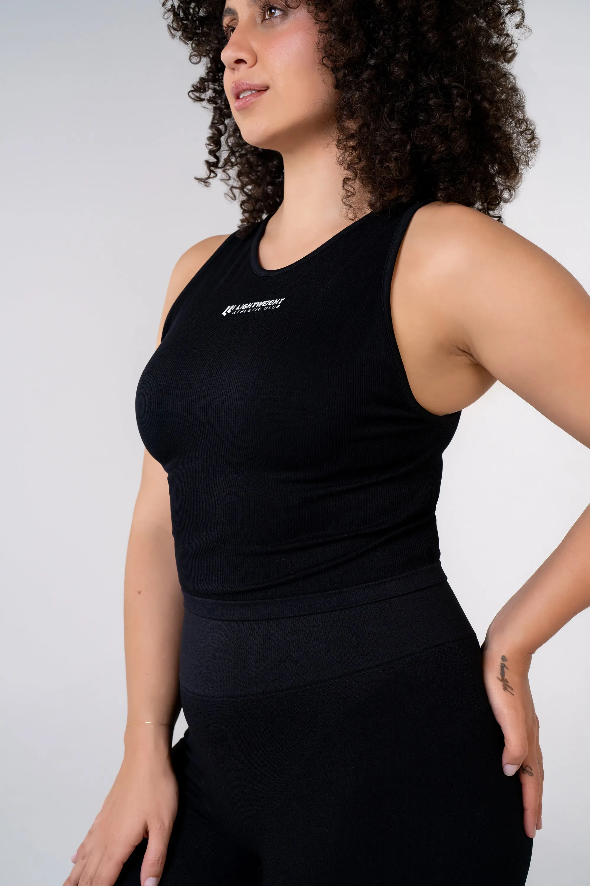 Women's Seamless Compression Crop Tank - Poppy Seed Grey