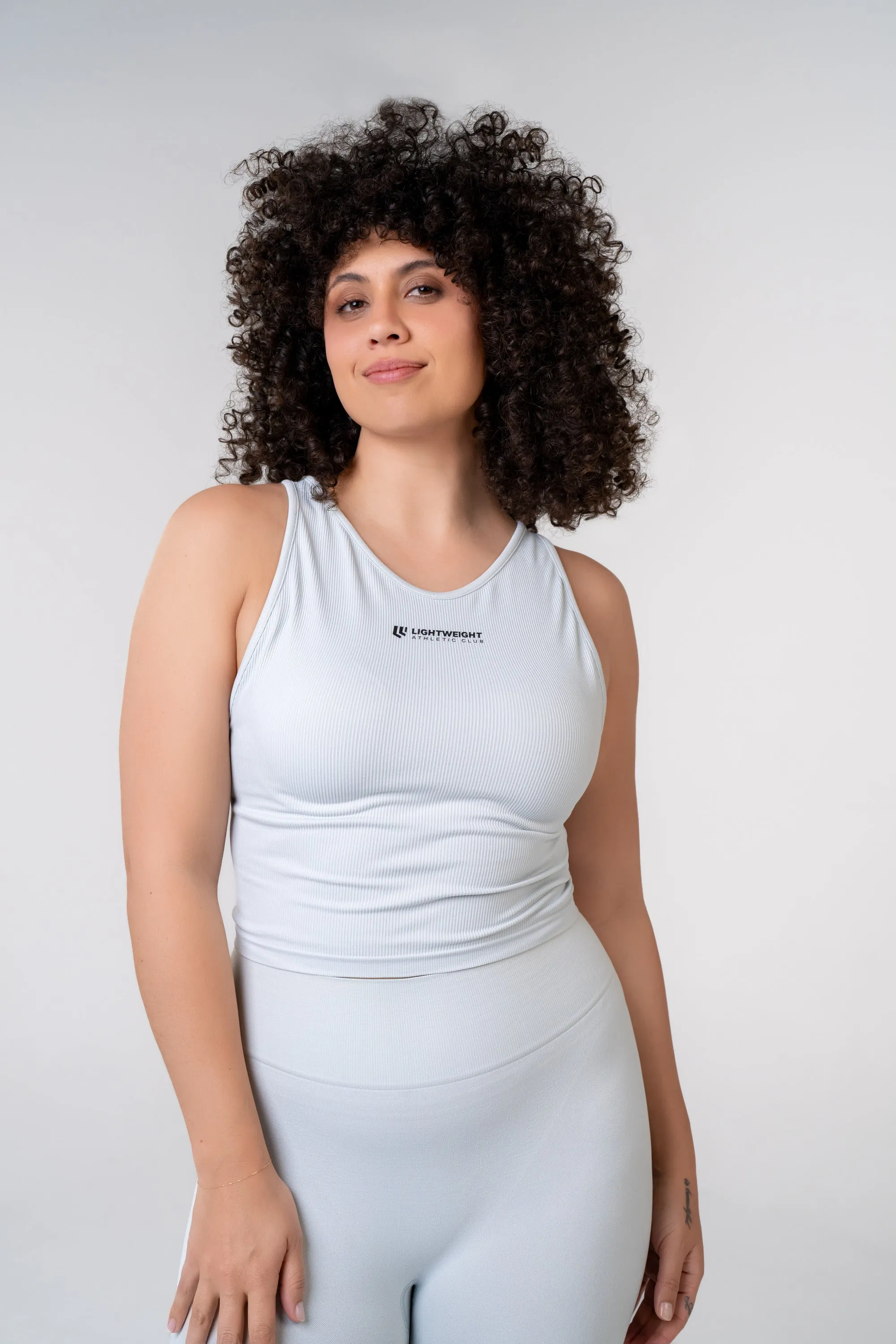 Women's Seamless Compression Crop Tank - Poppy Seed Grey