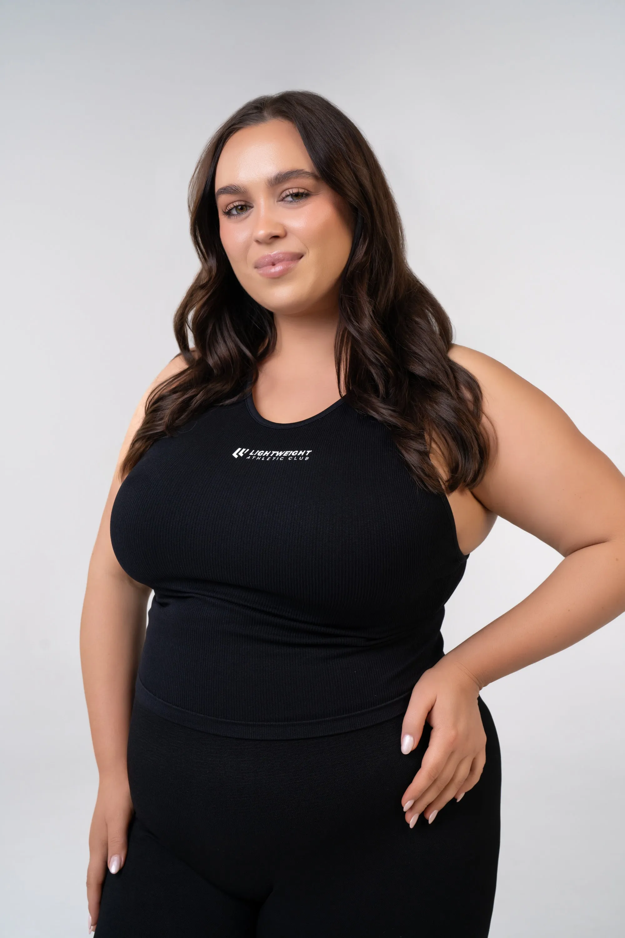 Women's Seamless Compression Crop Tank - Poppy Seed Grey