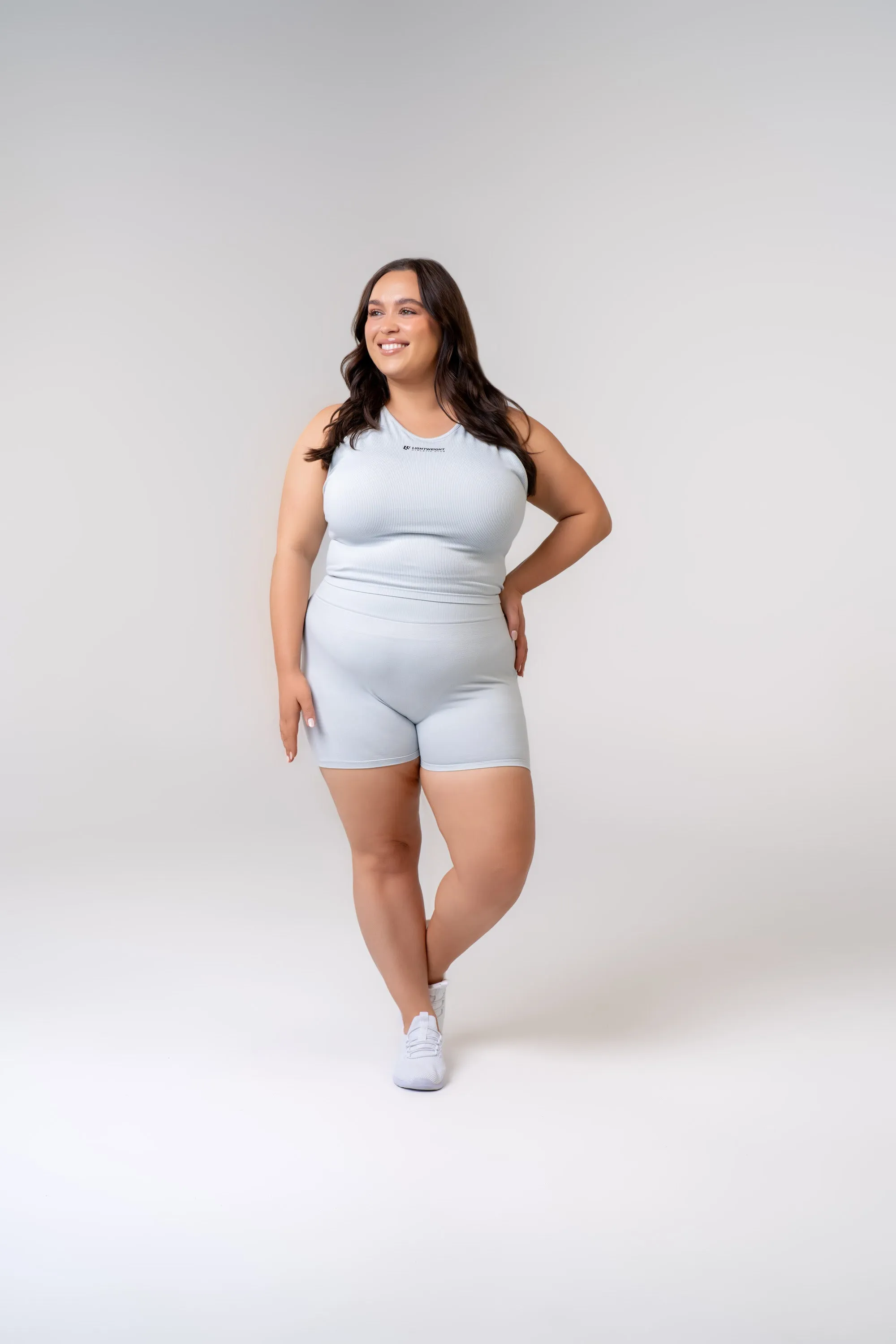 Women's Seamless Compression Crop Tank - Poppy Seed Grey