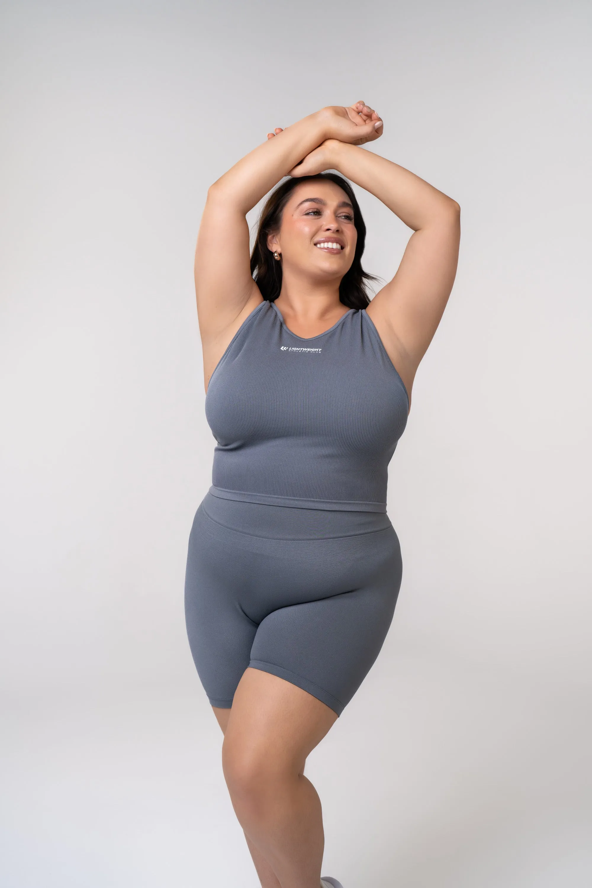 Women's Seamless Compression Crop Tank - Poppy Seed Grey