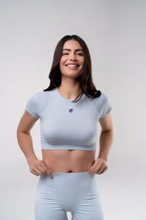 Women's Short Sleeve Compression Crop - Glacier Grey