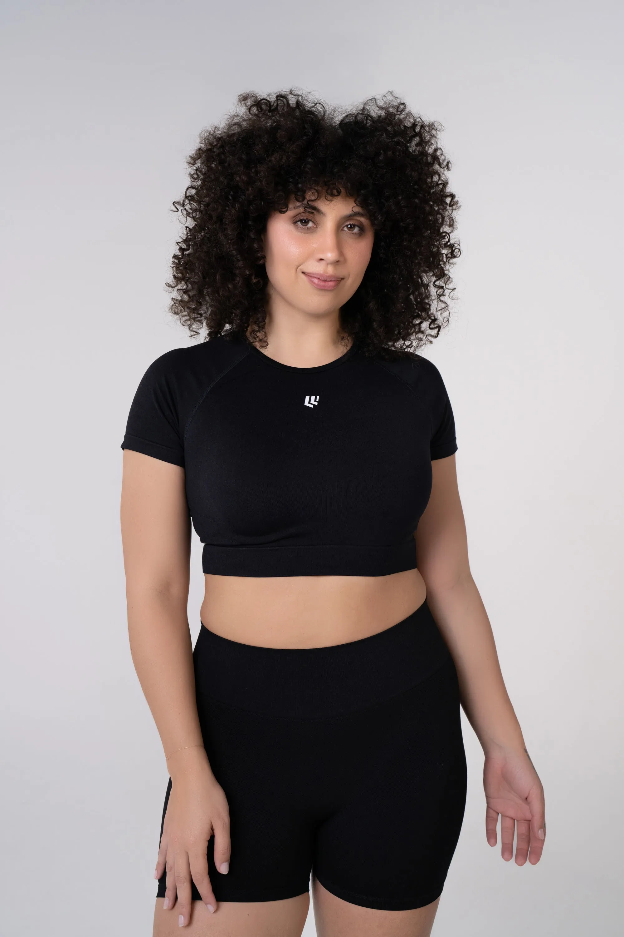 Women's Short Sleeve Compression Crop - Glacier Grey