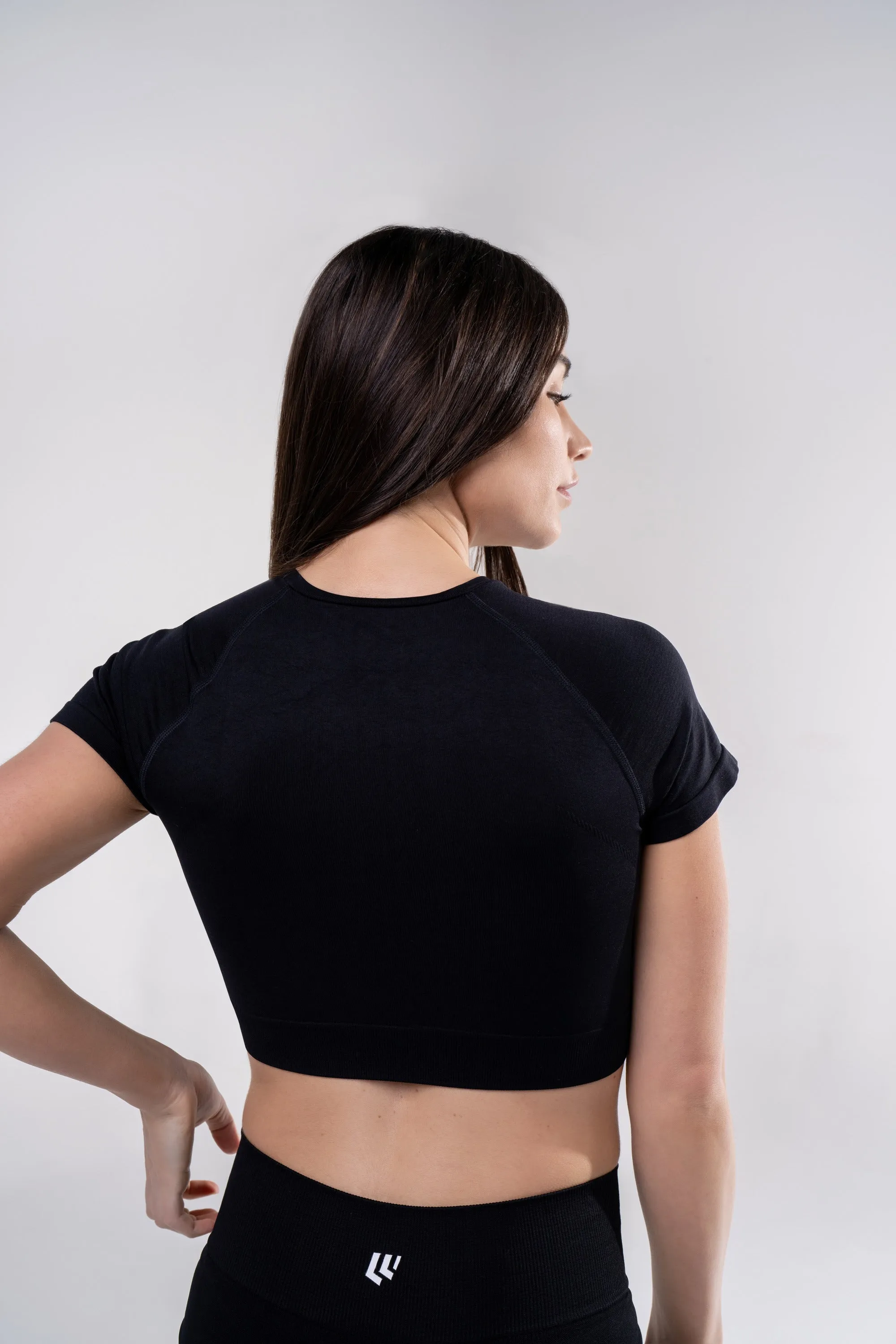 Women's Short Sleeve Compression Crop - Glacier Grey