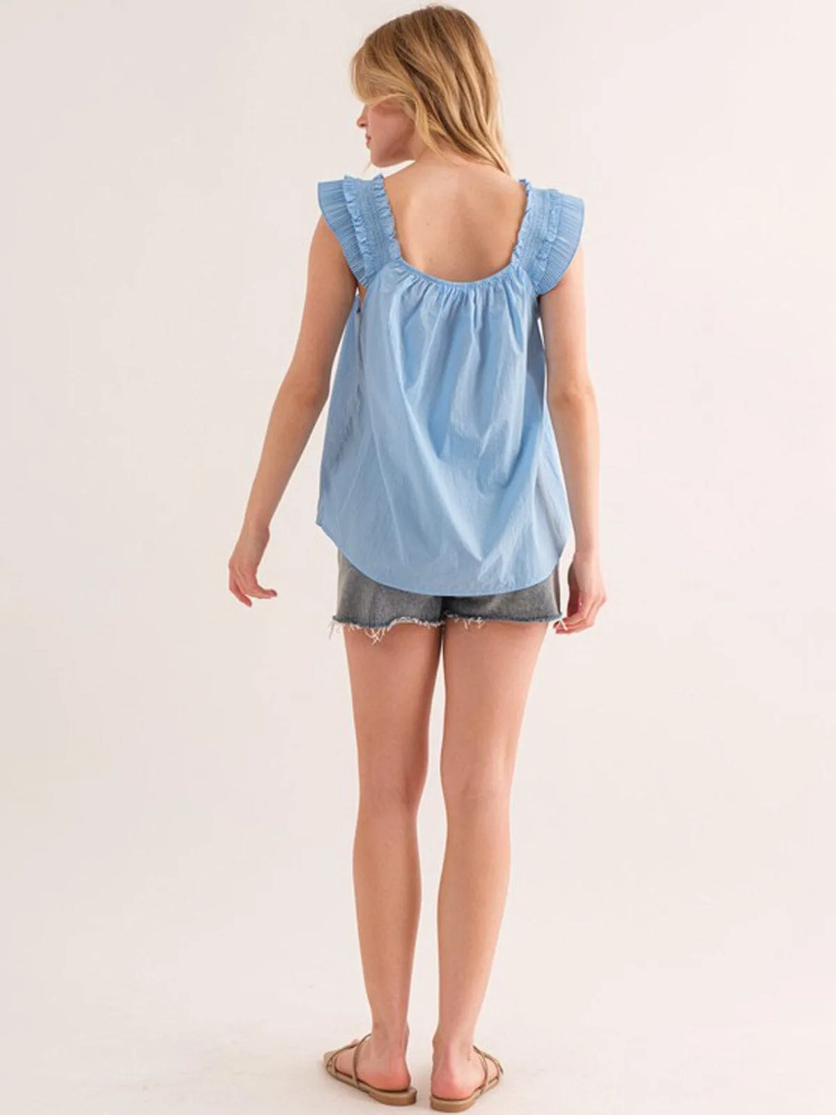 WOMEN'S SLEEVELESS SMOCK NACK TUNIC TANK TOP