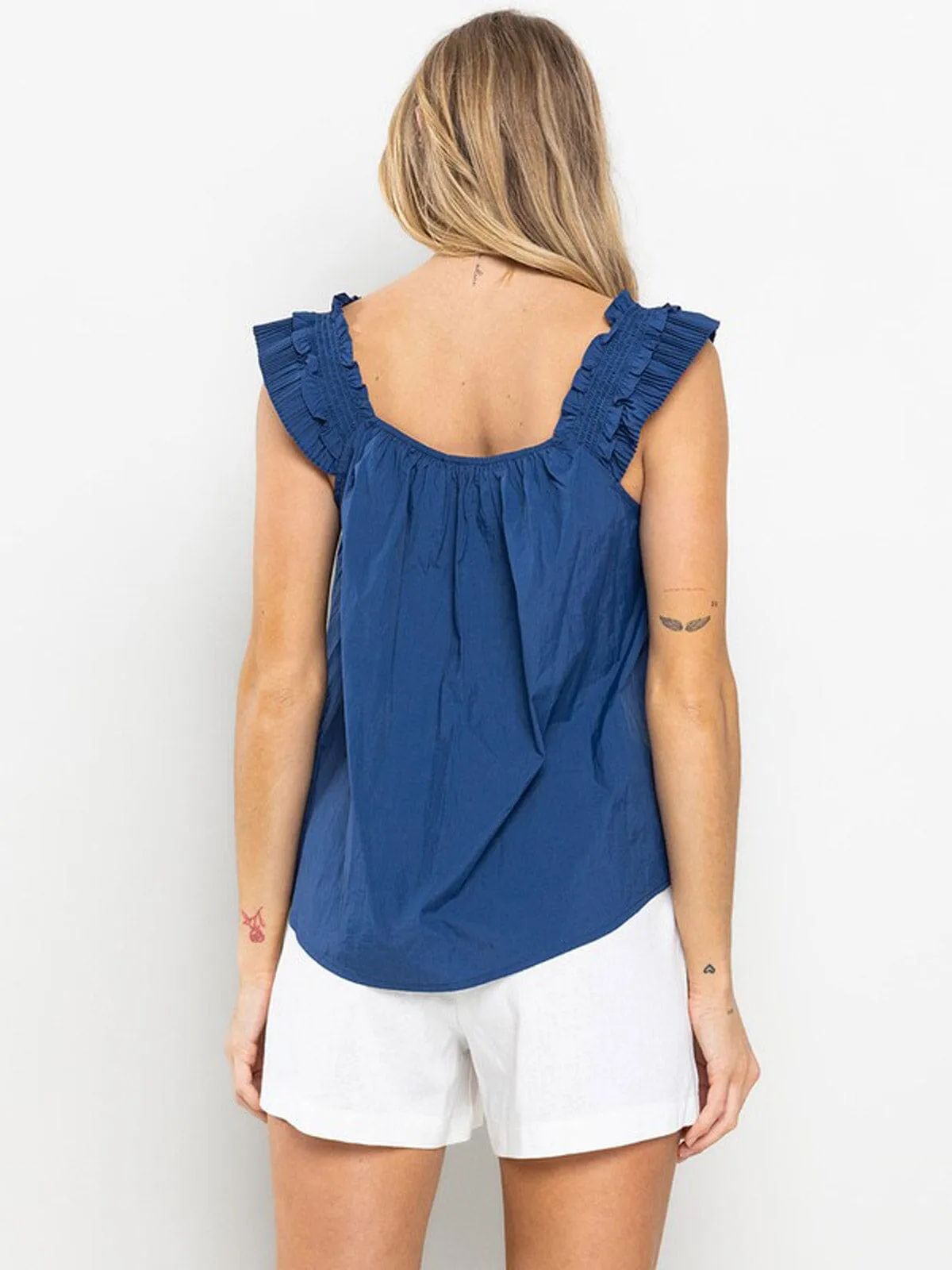 WOMEN'S SLEEVELESS SMOCK NACK TUNIC TANK TOP