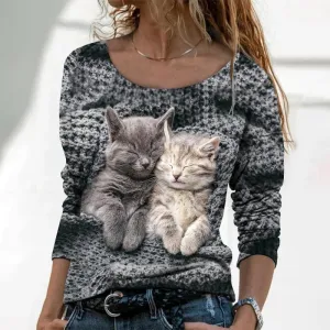 Women's T shirt Sticker Cat