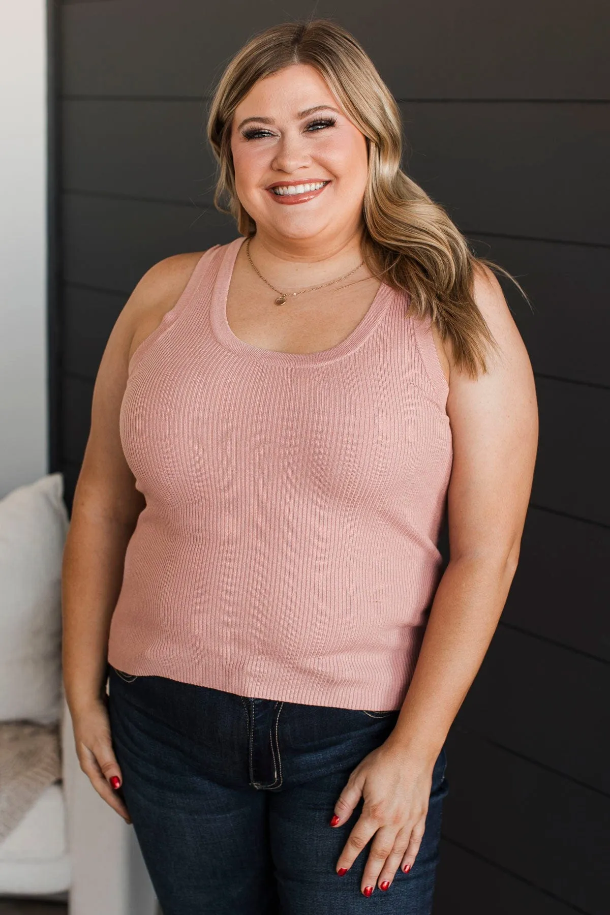 Worth A Shot Ribbed Knit Tank Top- Mauve