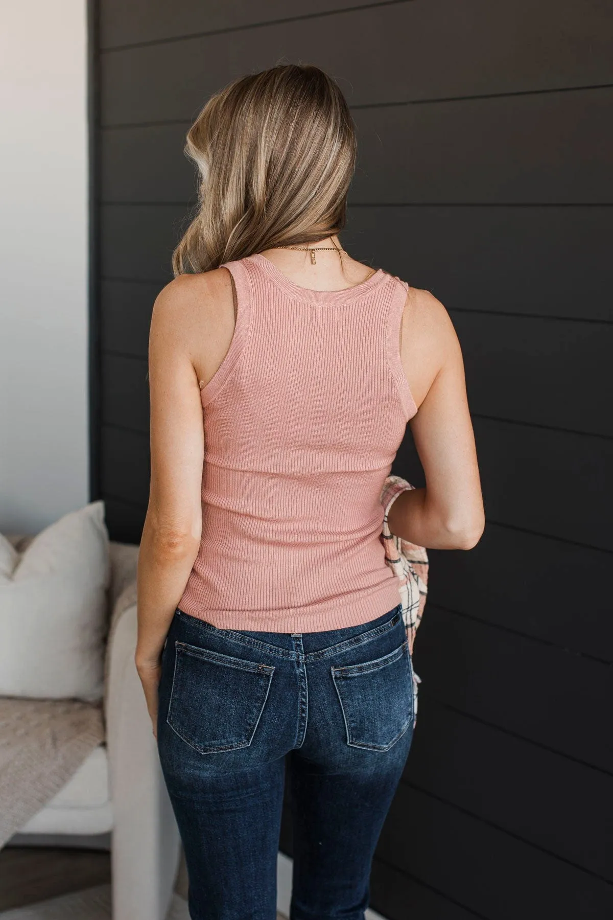 Worth A Shot Ribbed Knit Tank Top- Mauve