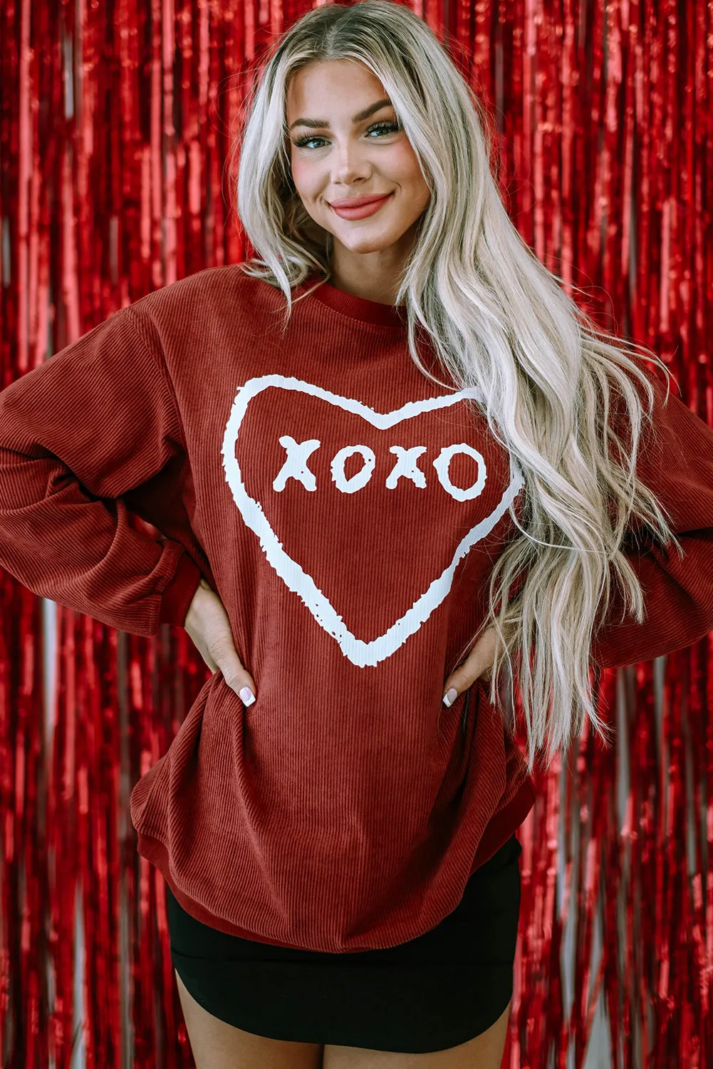 XOXO Heart Graphic Corded Sweatshirt