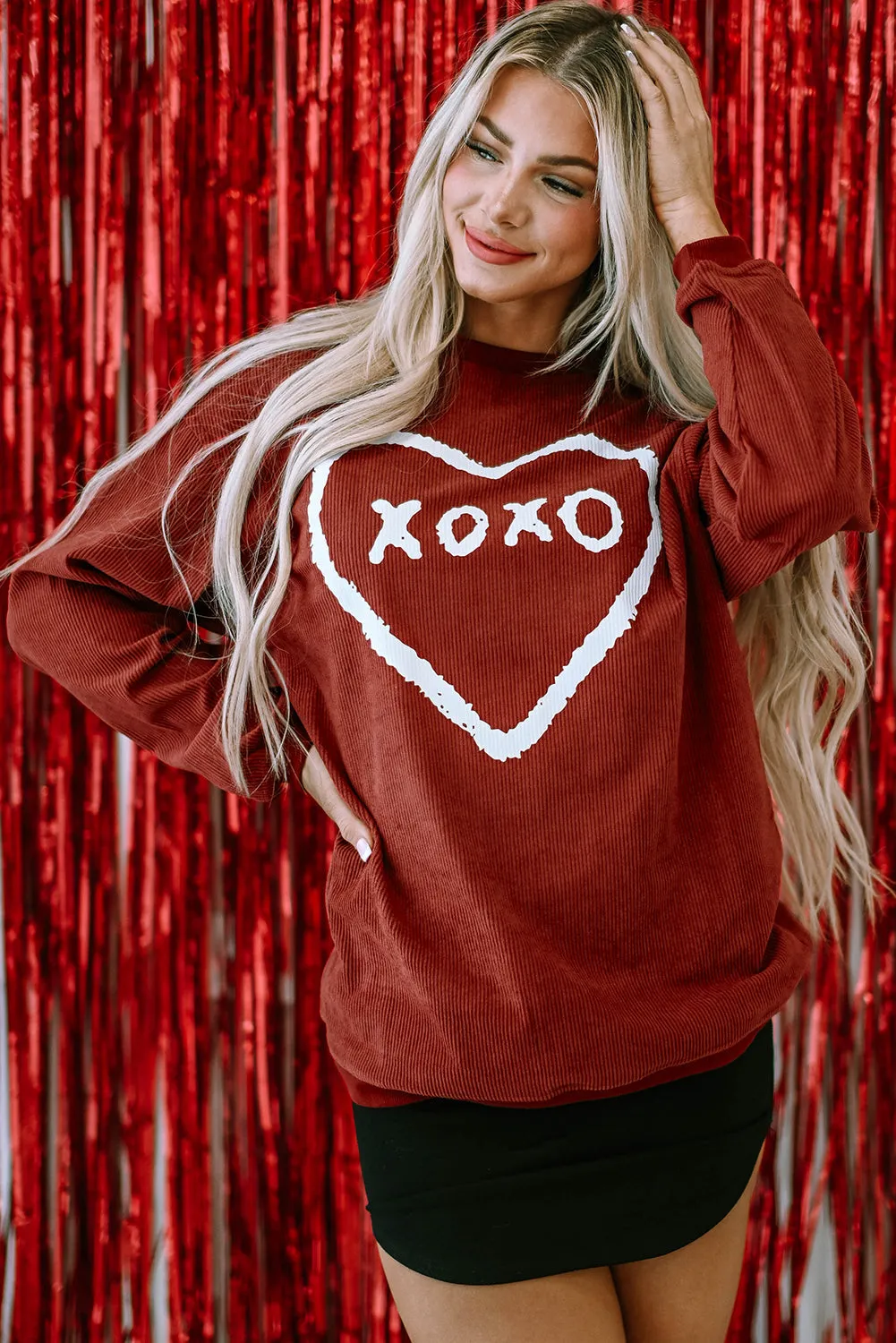 XOXO Heart Graphic Corded Sweatshirt