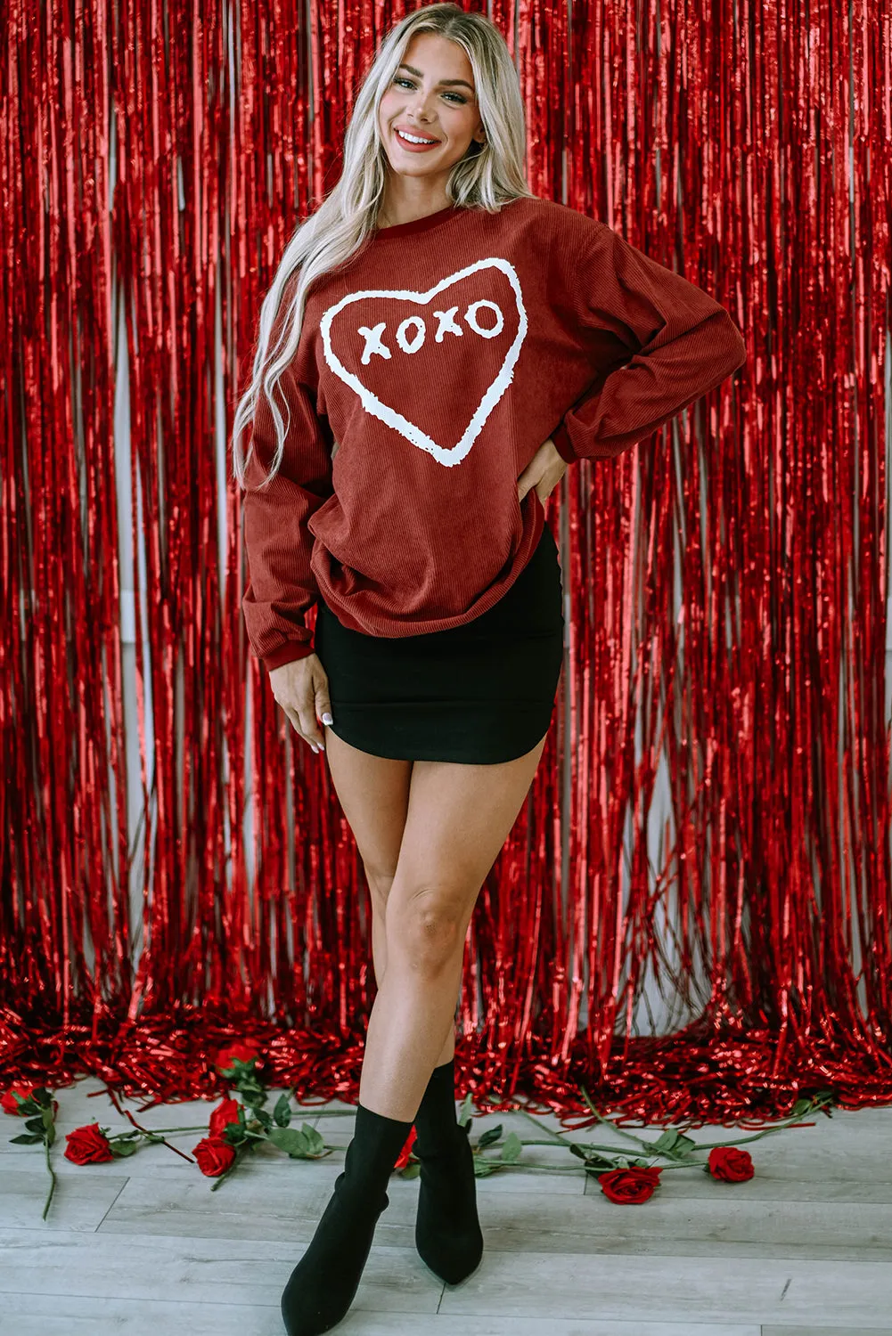 XOXO Heart Graphic Corded Sweatshirt