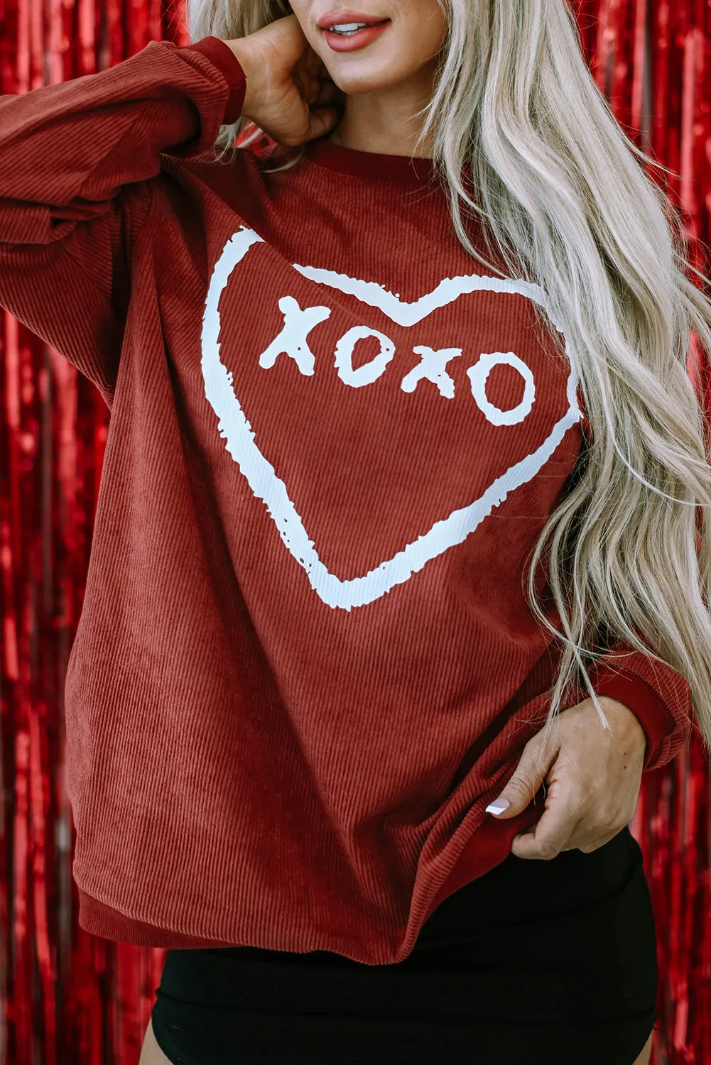 XOXO Heart Graphic Corded Sweatshirt