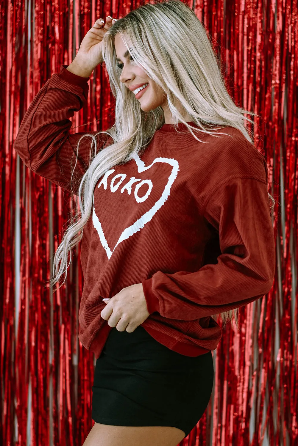 XOXO Heart Graphic Corded Sweatshirt
