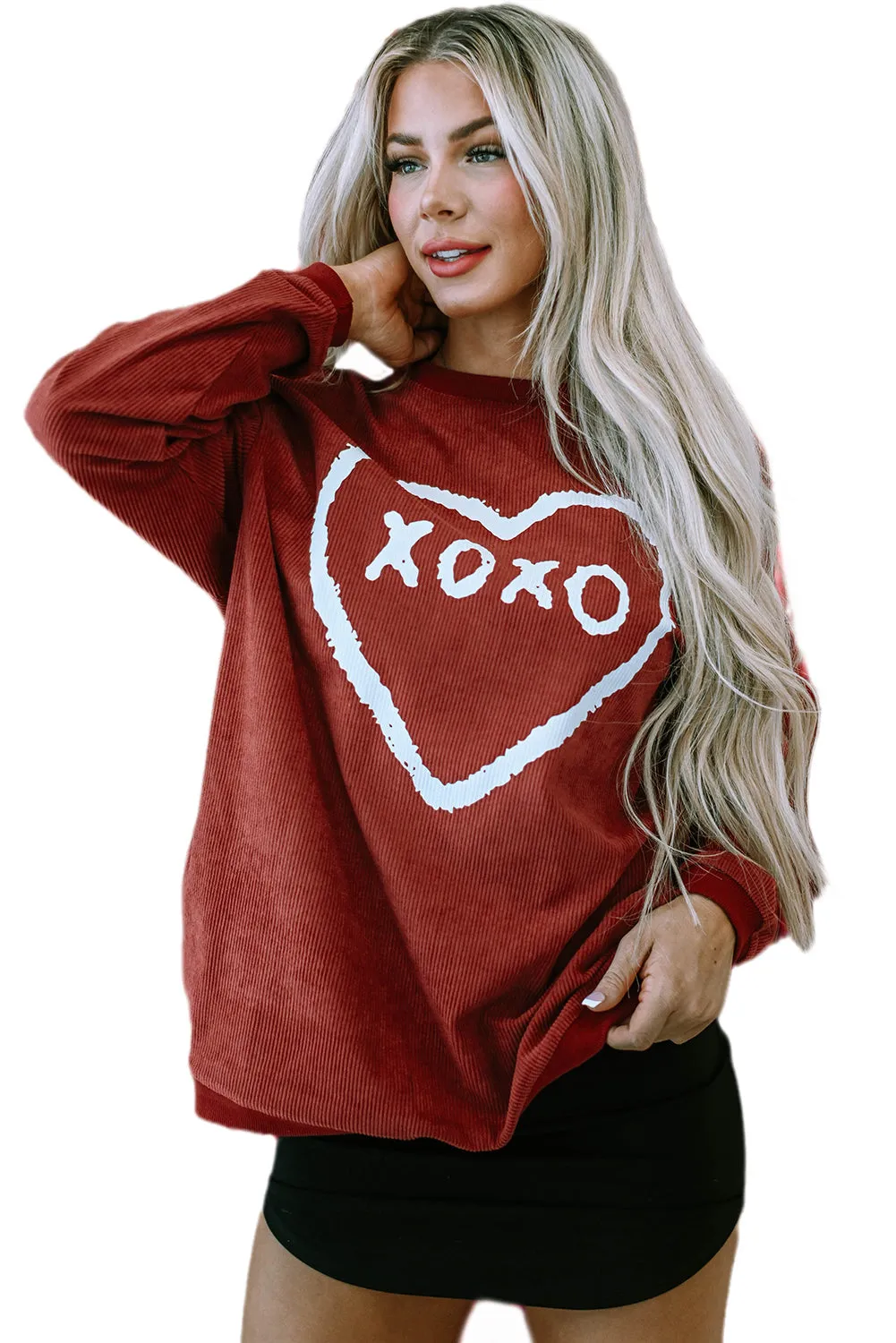 XOXO Heart Graphic Corded Sweatshirt