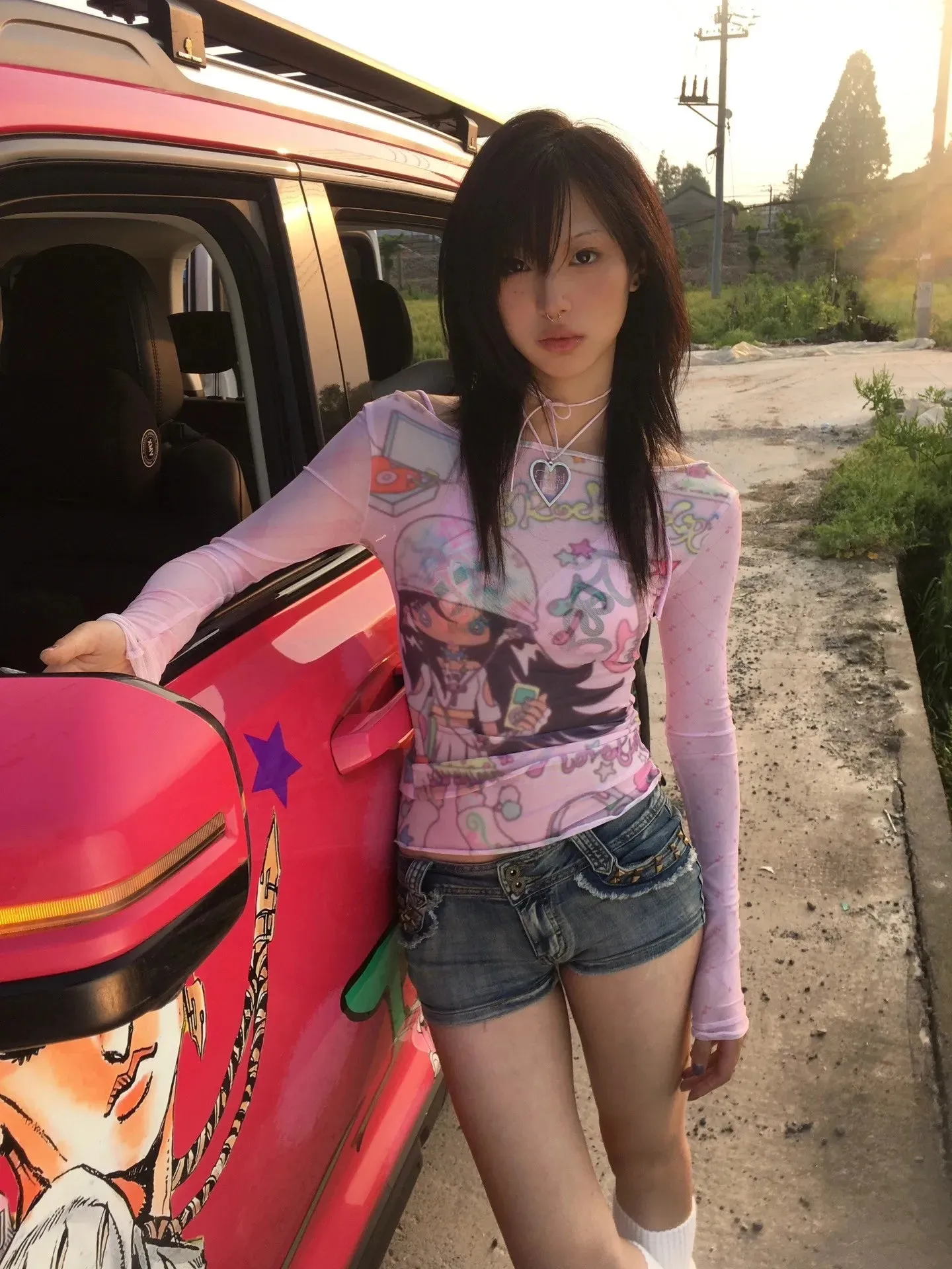 Y2K Pink Mesh Top